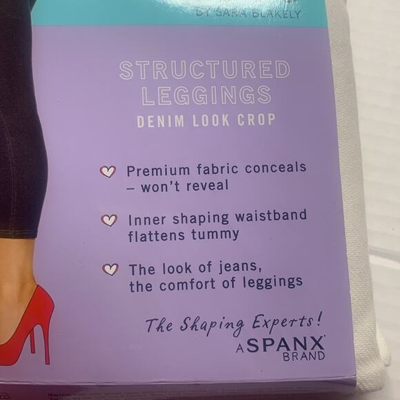 SPANX Assets by Sara Blakely Structured Leggings - Denim Look Crop. Ivory. Small - Picture 7 of 10